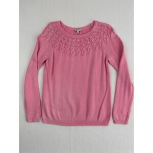 Talbots 100% Cotton Cable Knit Sweater Pink Crewneck Women's Small